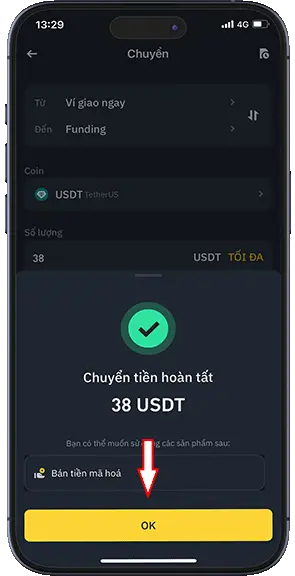 Bước 3: Màn hình hiển thị hoàn tất >> ấn ok